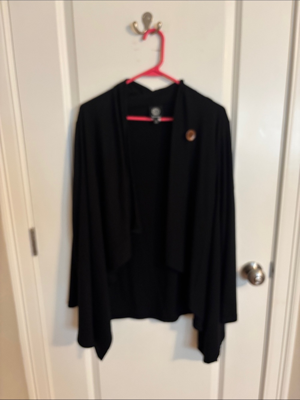 bobeau Black Draped Open-Front Cardigan